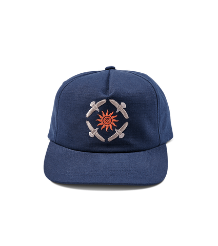 Eagle 5 Panel Strapback Hat - Navy