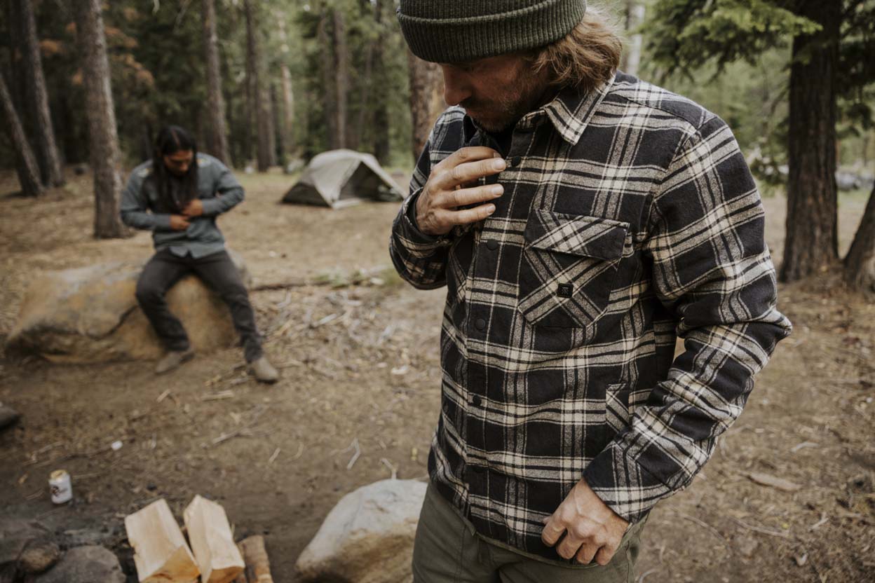 Roark Backwoods, a classic and comfortable shirt perfect for everyday wear. This image showcases the shirt's casual vibe and durable design.