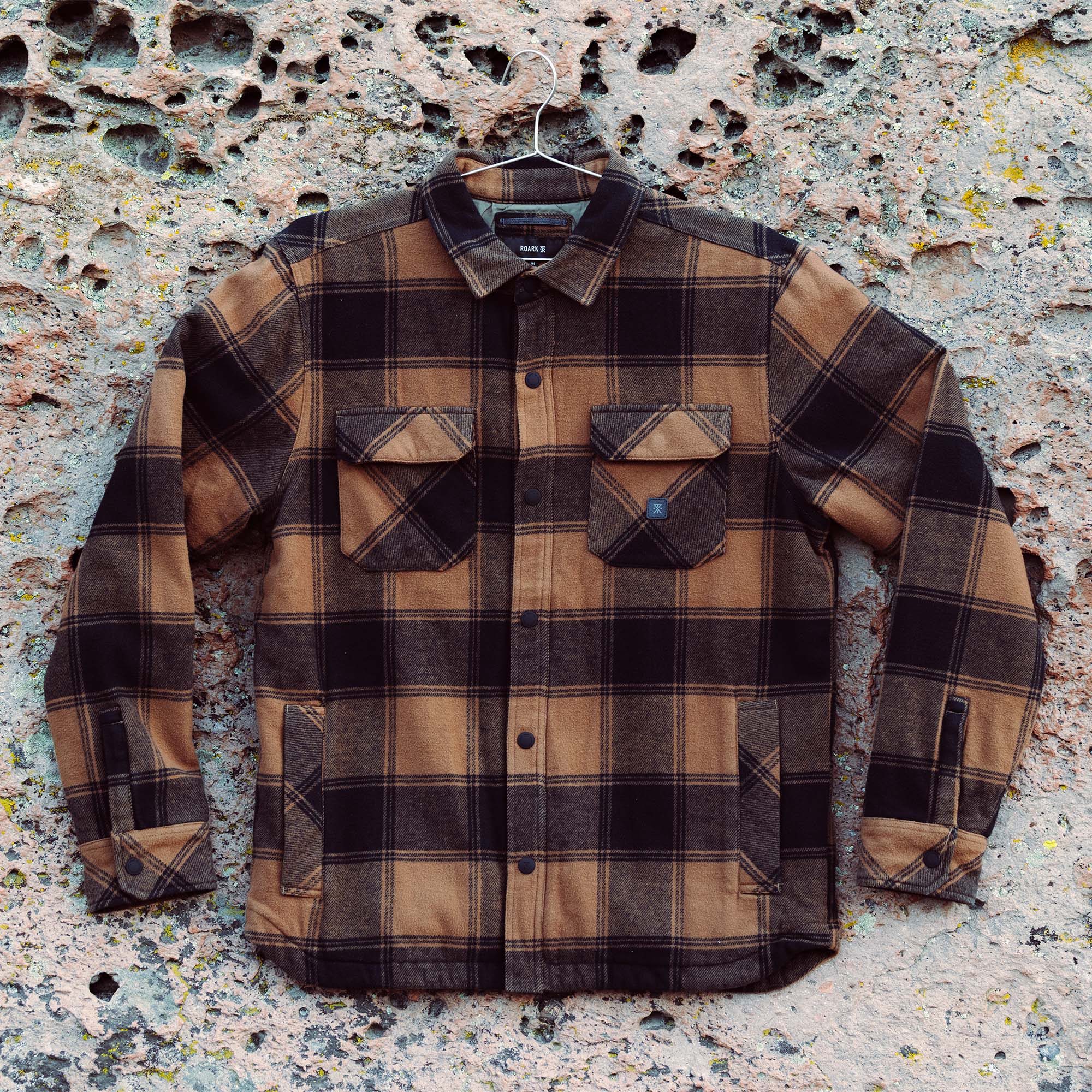 Roark Backwoods Overshirt Jacket in Earthy Brown, ideal for outdoor adventure and travel, from Fall 2025 collection