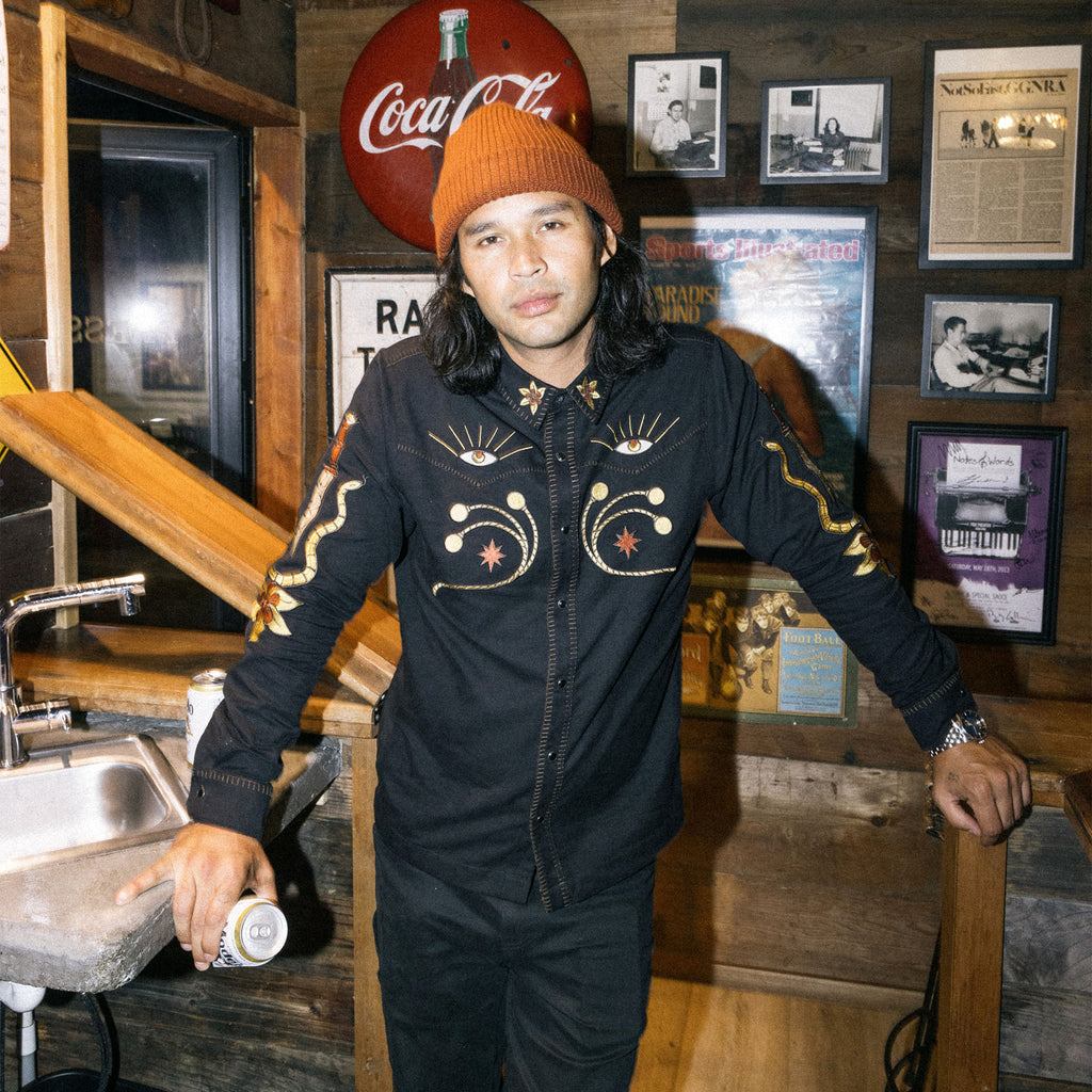 Gaucho Range Long Sleeve Button Up Shirt - Black Big Image - 3