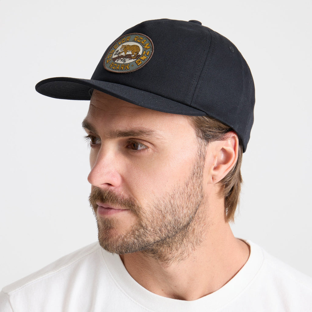Stylish black baseball cap from Roark, designed for outdoor adventures and travels. Big Image - 3