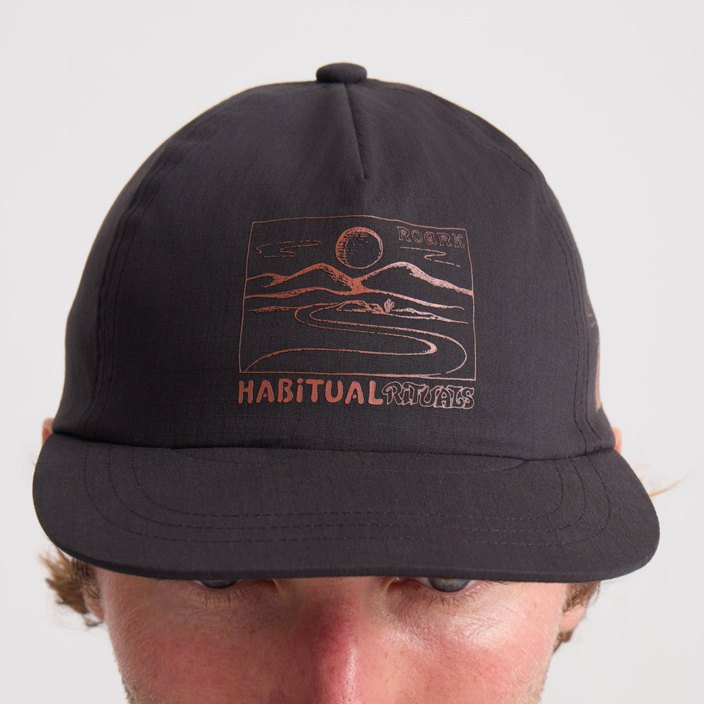 Black cricket cap, ideal for adventure and travel, from Roark's outdoor collection. Big Image - 3