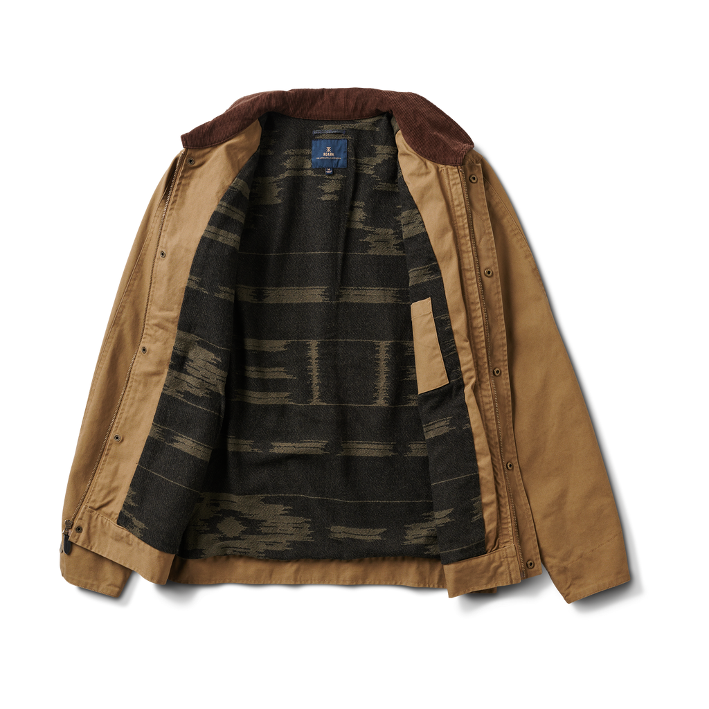 The inside of Roark men's Deckhand Jacket - Dark Khaki Big Image - 7