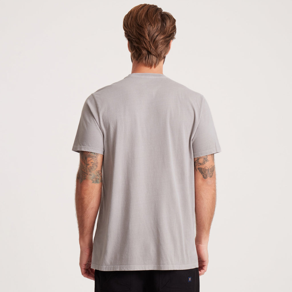 on-model Men's Washed Grey Pocket Tee - back view showing simple and classic design for everyday wear. Big Image - 5