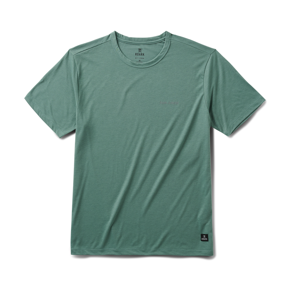 Close-up of a grey active shirt with distinctive design elements by Roark, ideal for adventure and travel Big Image - 1