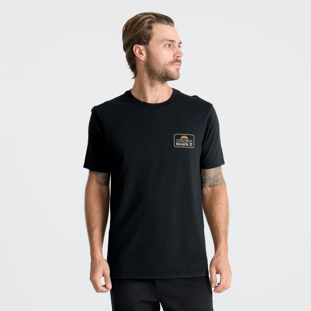 Active black shirt with sleeves, designed for adventure and outdoor activities by Roark. Big Image - 2