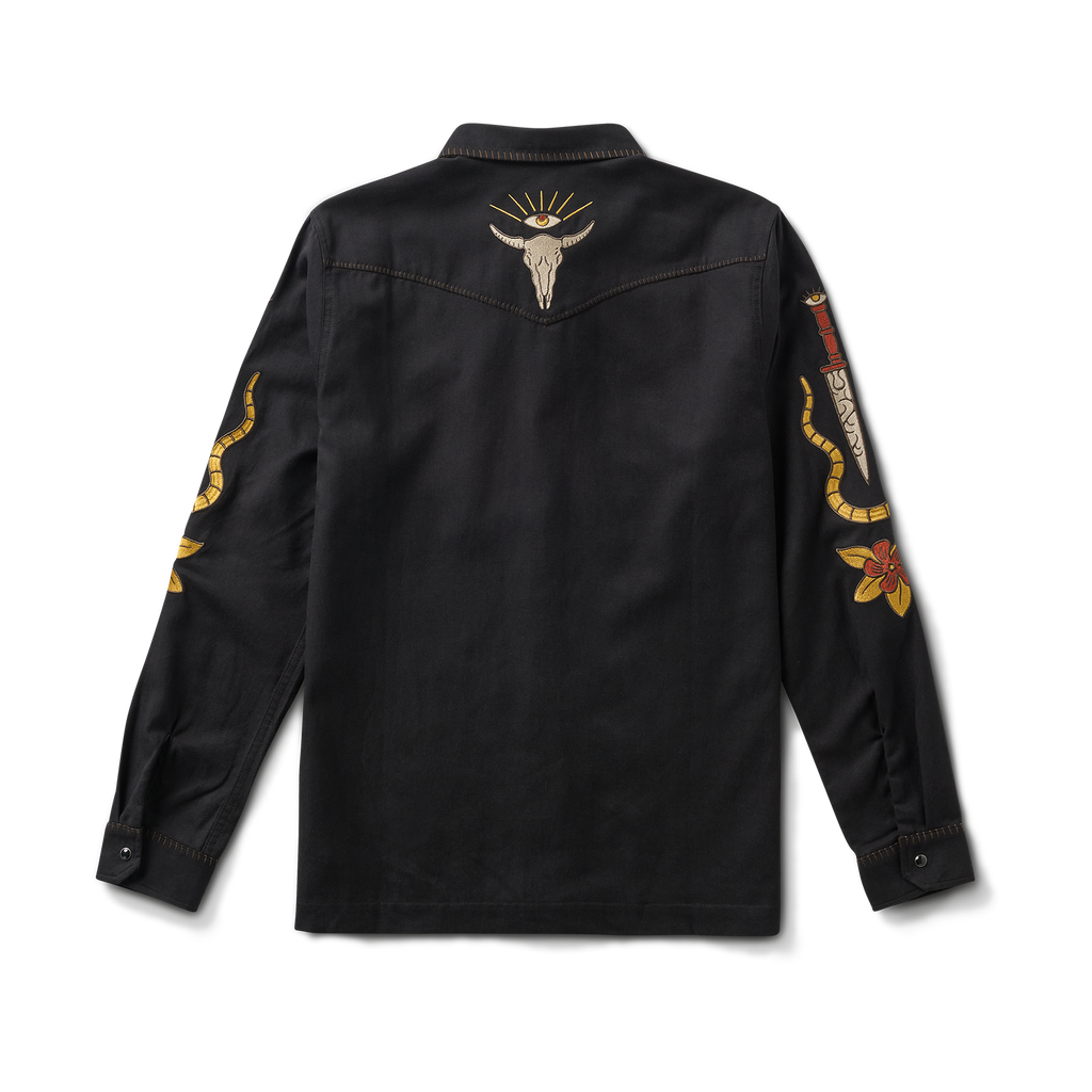 Close-up of detailed embroidery on Roark's black adventure gear, highlighting exquisite craftsmanship Big Image - 10