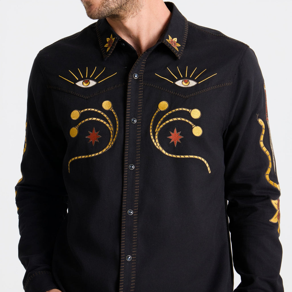 Stylish black fedora with detailed embroidery, featuring a sun hat design, ideal for Roark's adventure and travel enthusiasts. Big Image - 9