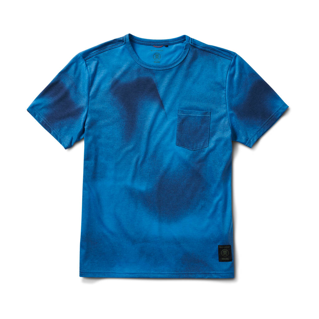 Roark Mathis Core Pocket Short Sleeve Tee in Drifter Blue, showcasing a close-up of the front graphic. Big Image - 1