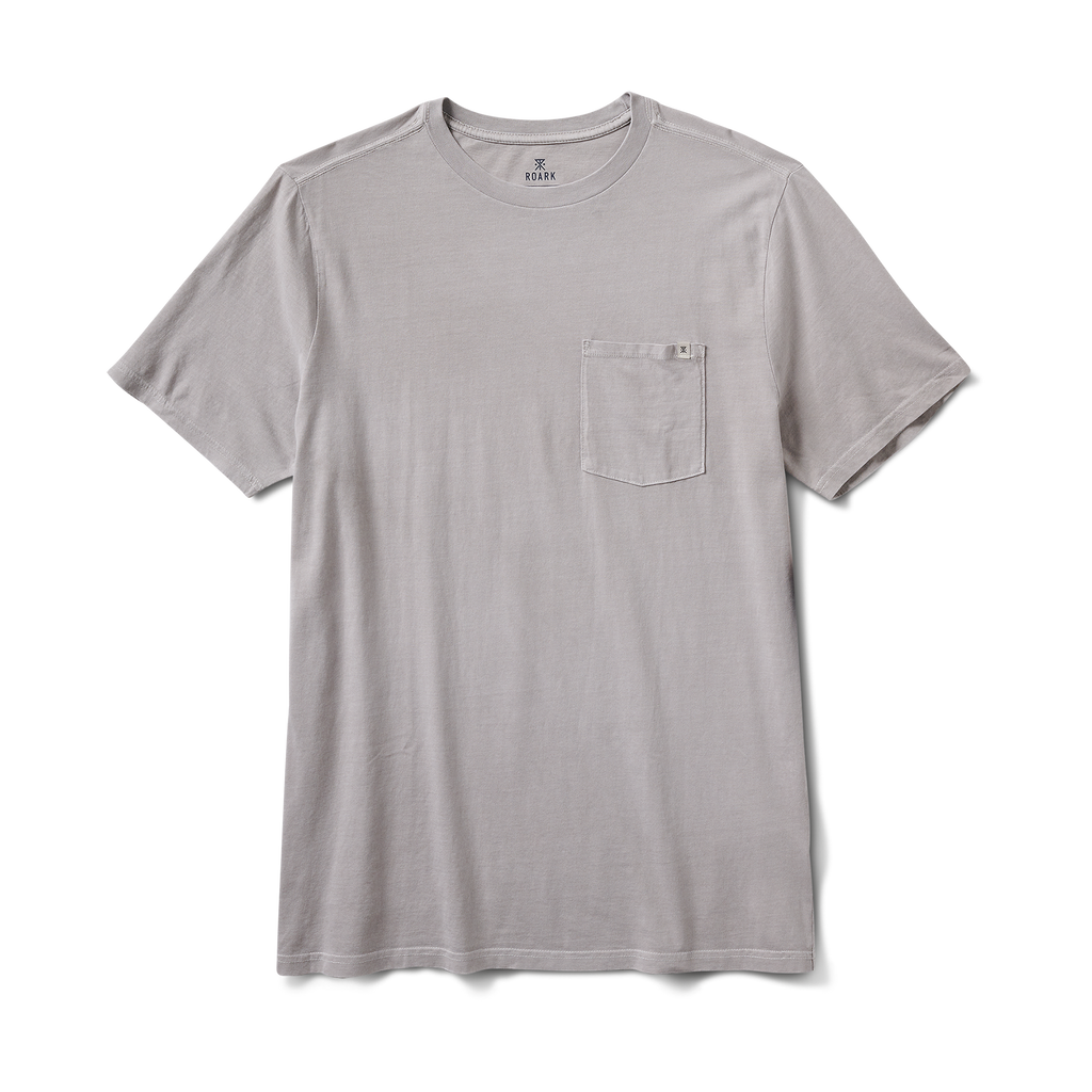 Light grey premium cotton t-shirt with a minimalist chest pocket. Perfect for casual or semi-formal occasions. Big Image - 1