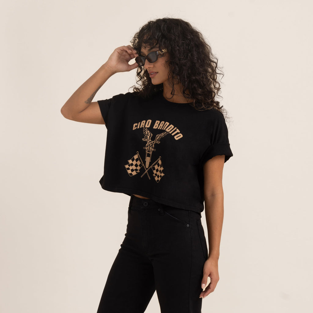 Ciao Bandito Cropped Boxy Premium Tee - Black | Roark Australia