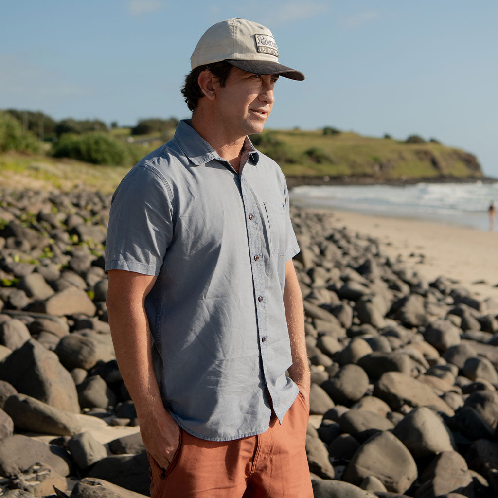 Made To Fade Short Sleeve Button Up Shirt - Washed Slate Big Image - 3