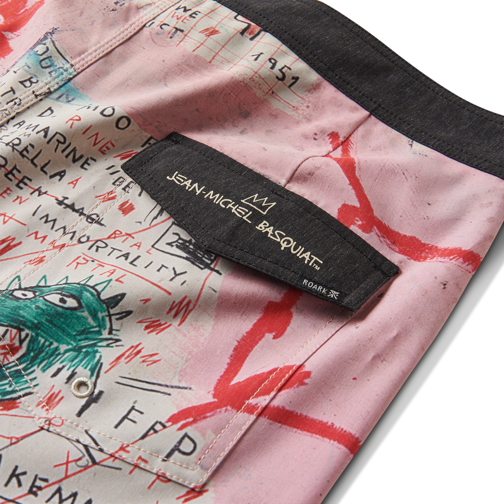 The materials, details, and designs of Roark men's Passage Basquiat Boardshorts 17" - Pink Big Image - 8