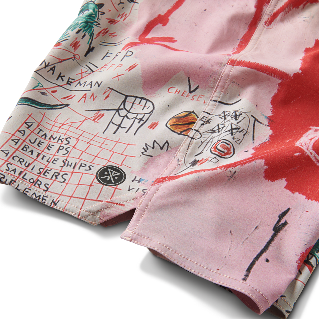 The materials, details, and designs of Roark men's Passage Basquiat Boardshorts 17" - Pink Big Image - 9