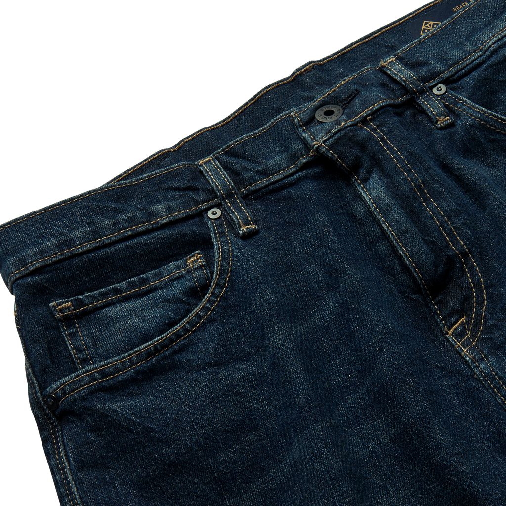 The front button of Roark's HWY 128 Straight Fit Denim - Drifter Big Image - 9