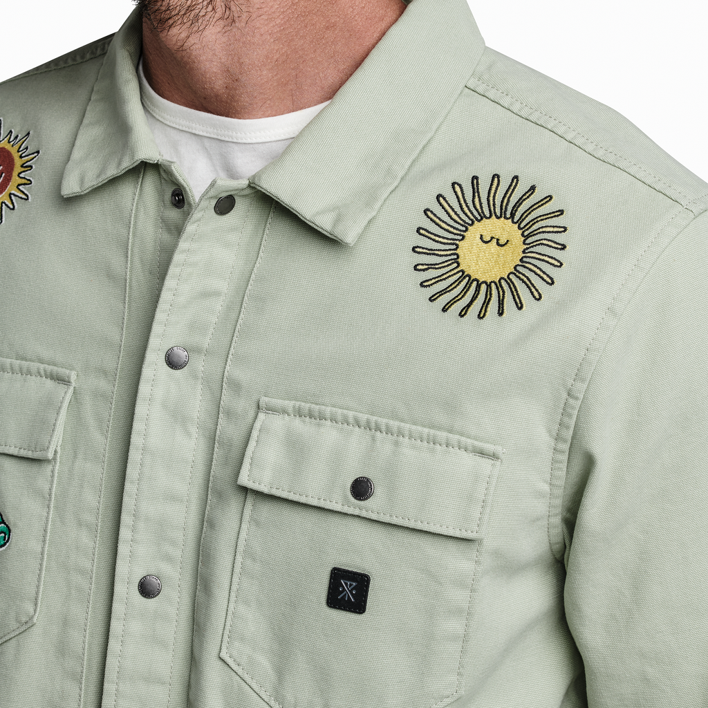 The model of Roark men's Hebrides Unlined Jacket - Embroidered Smeralda Chaparral Big Image - 3