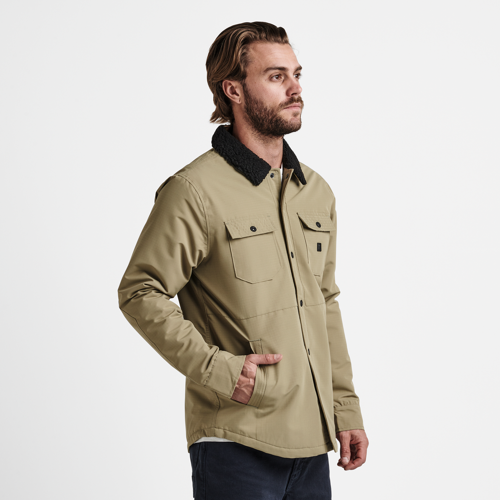 The model of Roark men's Hebrides Weatherproof Jacket - Dusty Green Big Image - 4