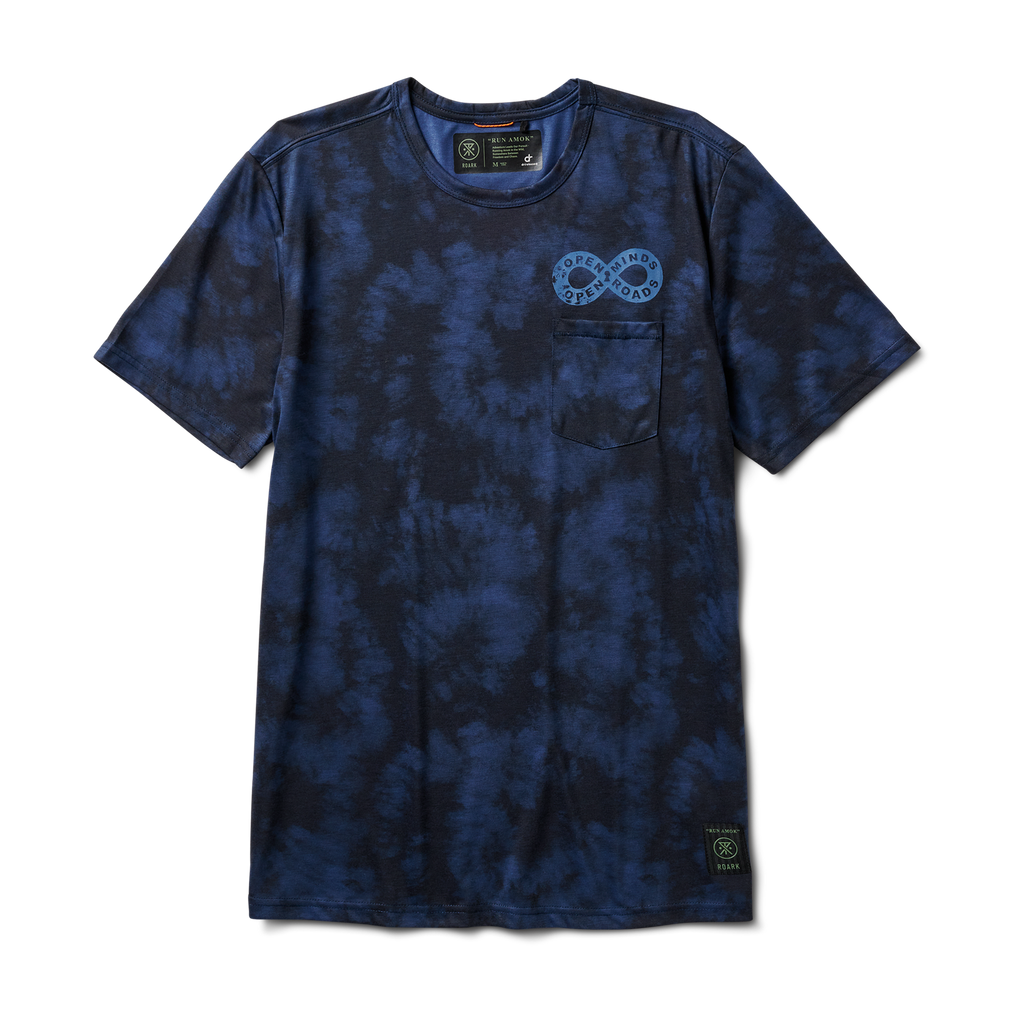 Roark Men's Running Clothing and Gear | The front of Mathis Fern Tie Dye SS Knit in Denim Blue Big Image - 1
