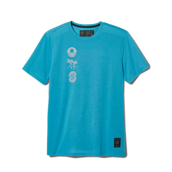 The front of Roark's Mathis Short Sleeve Knit - Tuned Out Turquoise