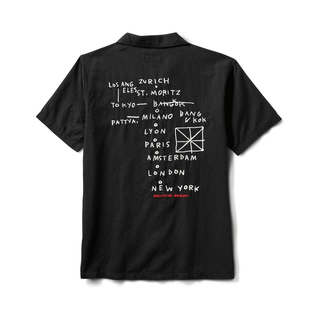 The back of Roark men's Gonzo Basquiat Camp Collar Shirt - Black Big Image - 7