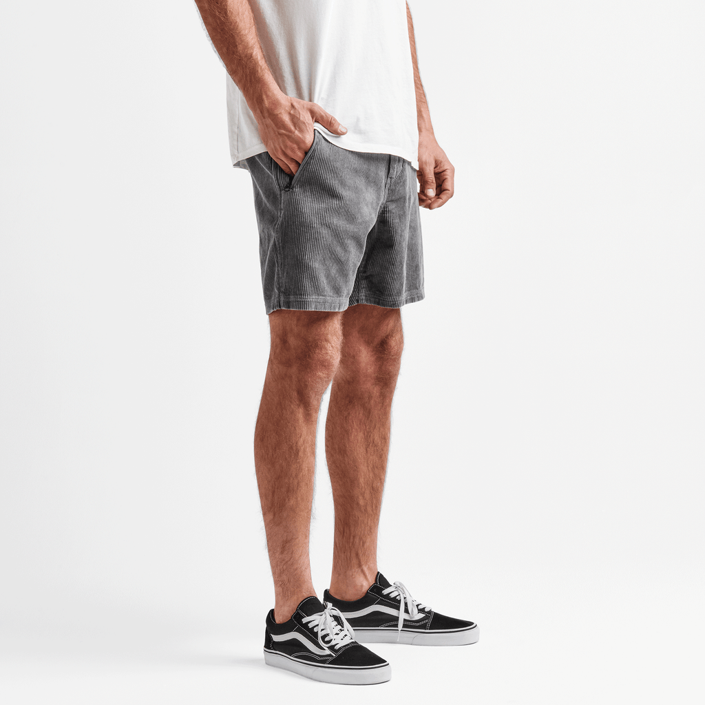 The on body view of Roark's Campover Cord Shorts - Grey Big Image - 4