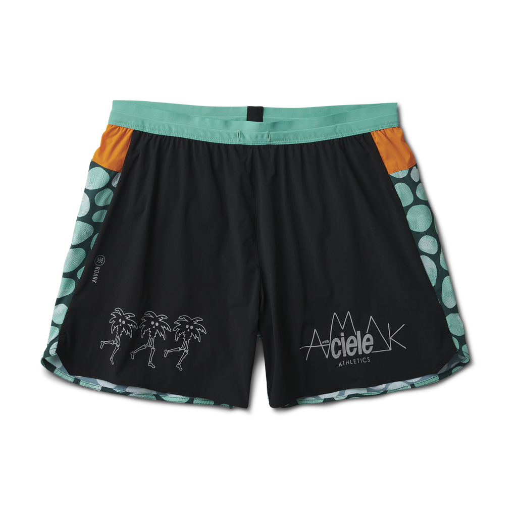 The front of Roark's Alta Shorts 5" - Ciele X Run Amok Black Big Image - 1