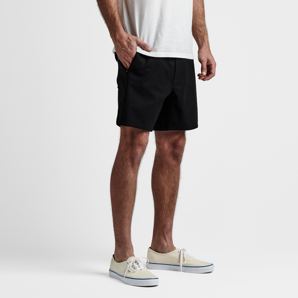 The model of Roark men's Layover Traveler Shorts - Black Big Image - 2