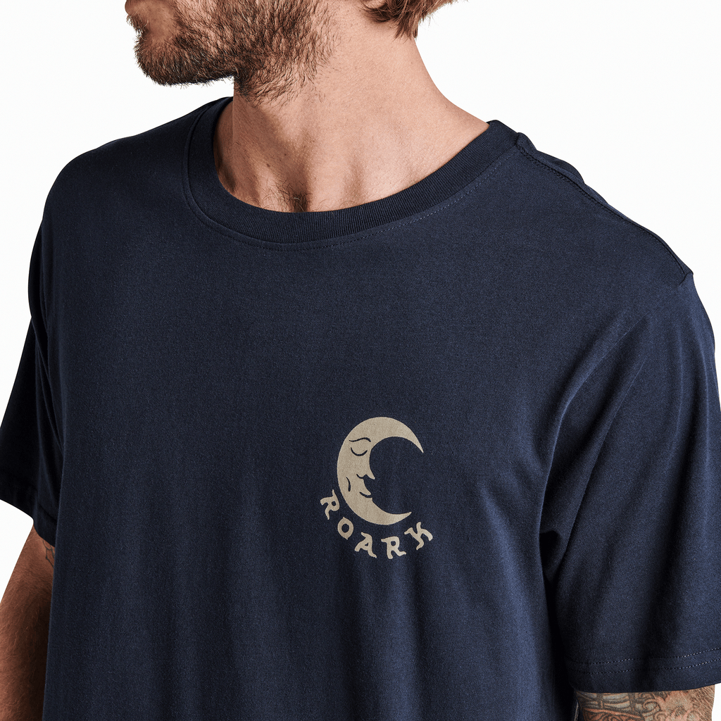 The on body view of Roark's Natural Light Organic Cotton Tee - Navy Big Image - 4