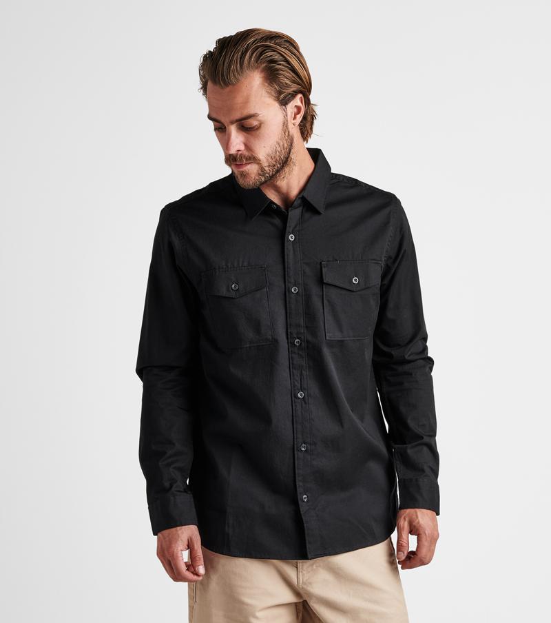 Well Worn Long Sleeve Button Up Shirt - Black Big Image - 3