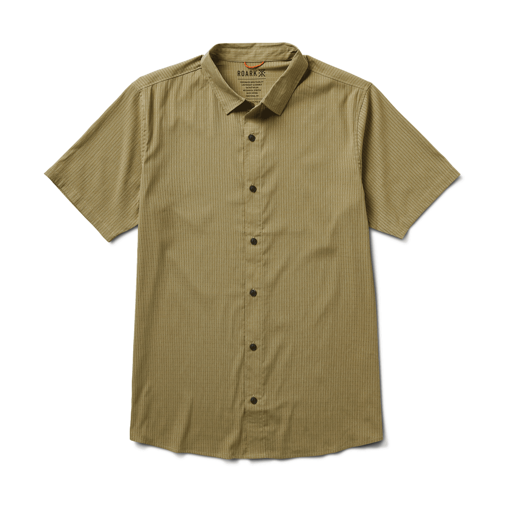 The front of Roark men's Bless Up Breathable Stretch Shirt - Dusty Green Big Image - 1