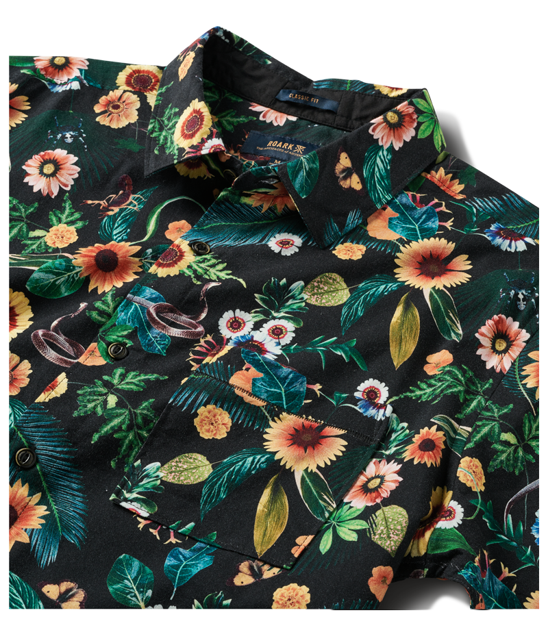Menara Flora Button Up Shirt - Black Big Image - 8