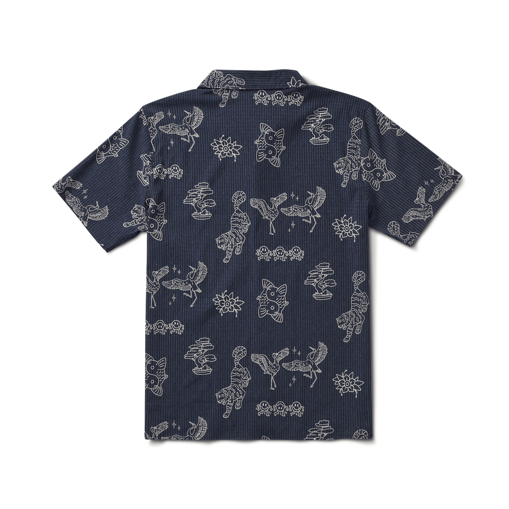 The back view of Run Amok's Bless Up Trail Shirt - Dark Navy Big Image - 6