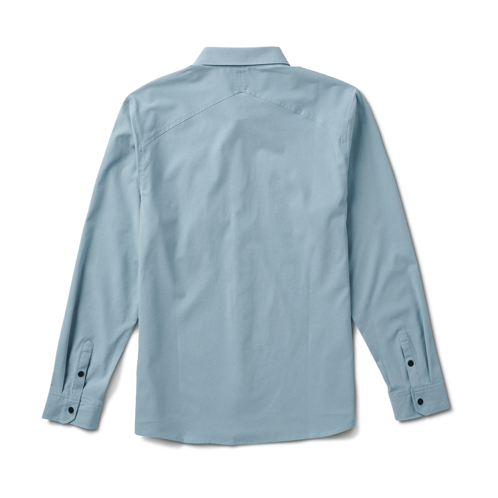 The back of Roark's Bless Up Long Sleeve Flannel - Stone Blue Big Image - 6