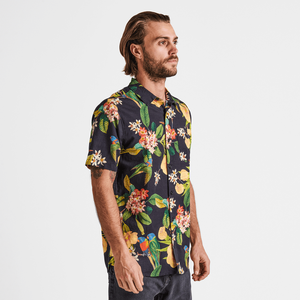 The on body view of Roark's Journey Shirt - Manu Floral Black Big Image - 3