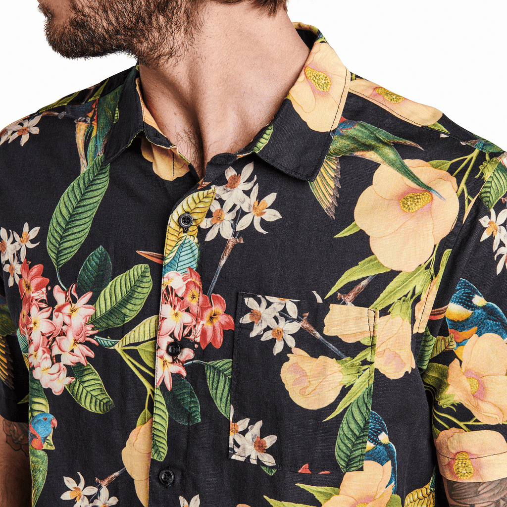 The on body view of Roark's Journey Shirt - Manu Floral Black Big Image - 5