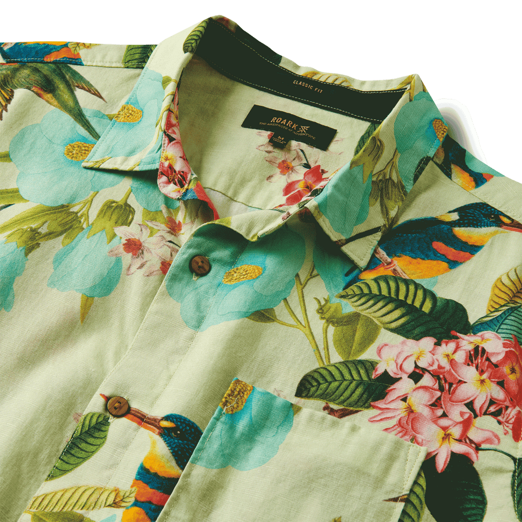 The collar of Roark's Journey Shirt - Manu Floral Lime Big Image - 7