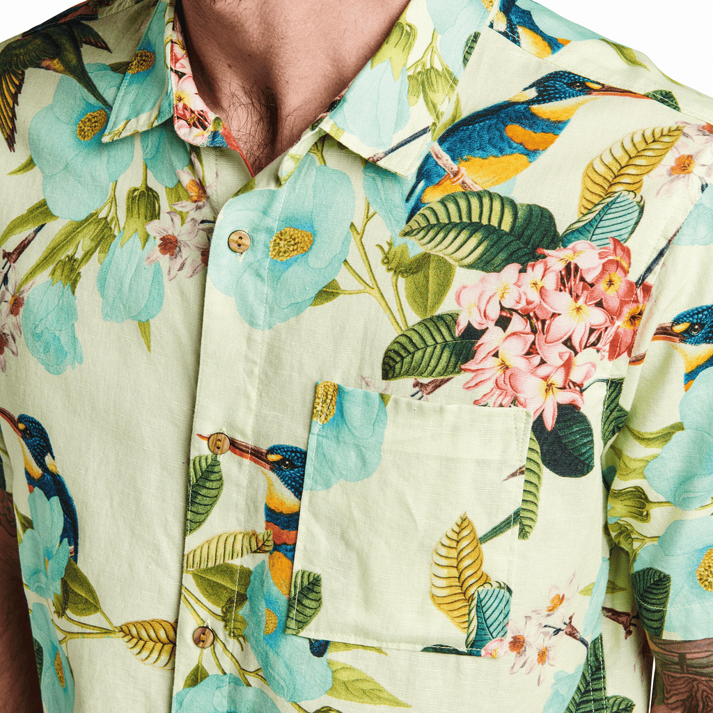 The on body view of Roark's Journey Shirt - Manu Floral Lime Big Image - 5
