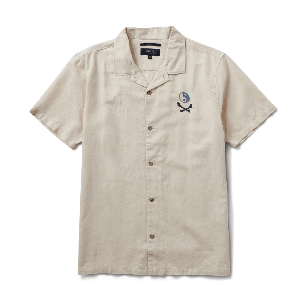 The front of Roark men's Gonzo Camp Collar Shirt - Bone Kampai Big Image - 1