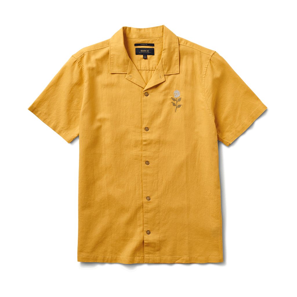 The front of Roark men's Gonzo Camp Collar Shirt - Dusty Gold Kampai Big Image - 1