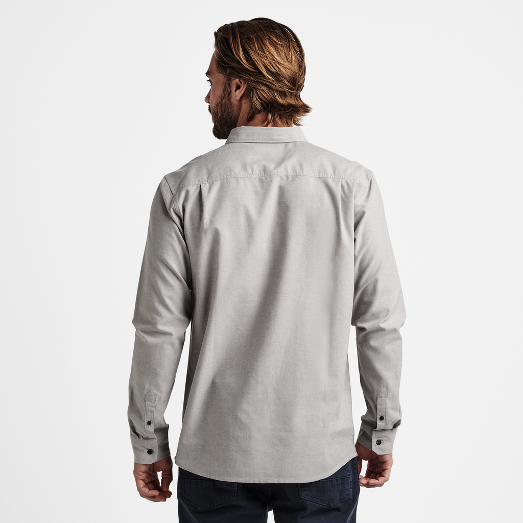 The model of Roark men's Scholar Long Sleeve Shirt - Smoke Big Image - 3