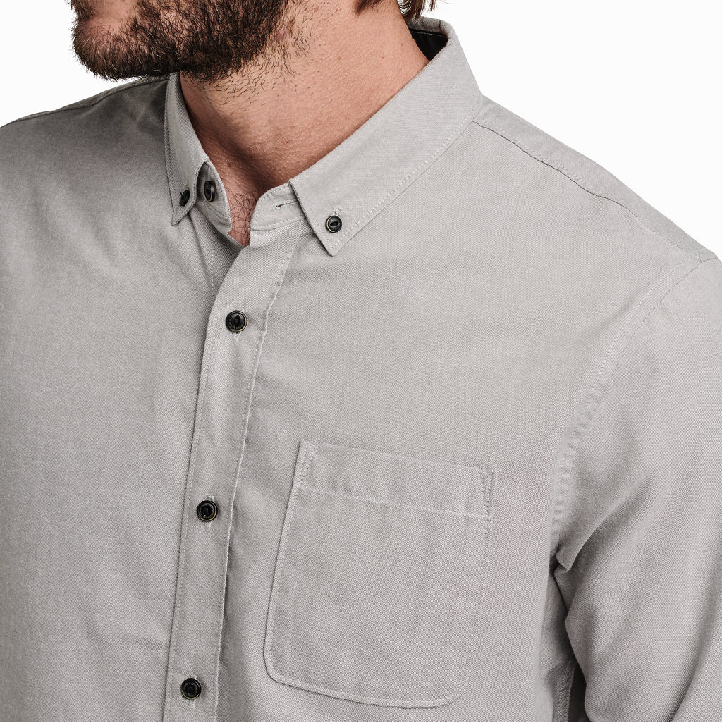 The model of Roark men's Scholar Long Sleeve Shirt - Smoke Big Image - 5