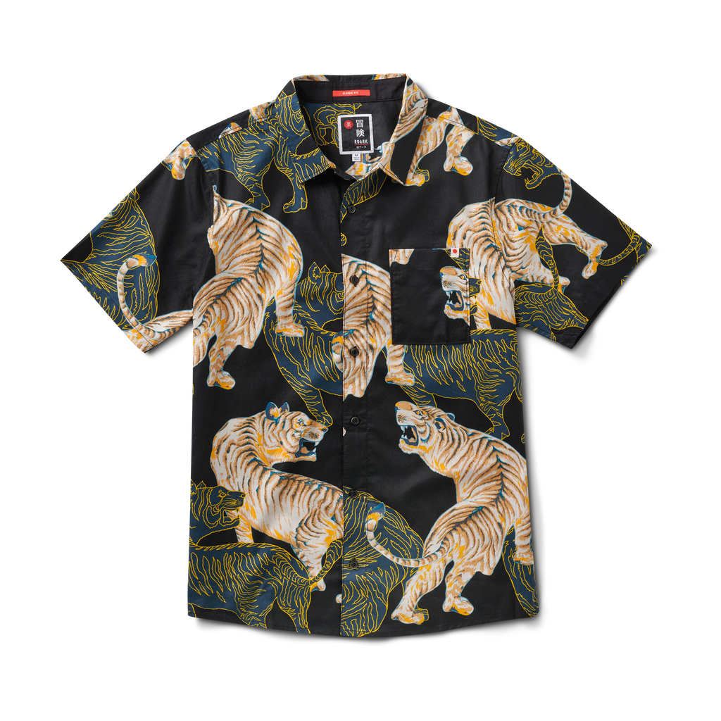 The front of Roark men's Journey Shirt - Aloha From Japan Black Shadow Tiger Big Image - 1