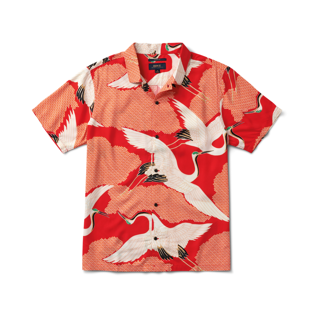 Gonzo Camp Collar Shirt - Hoffman Bright Red Vintage Crane Big Image - 1