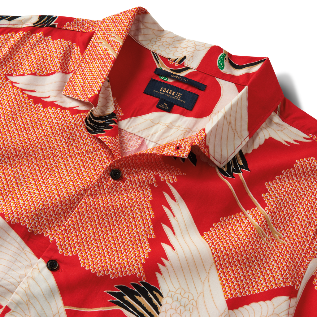 Gonzo Camp Collar Shirt - Hoffman Bright Red Vintage Crane Big Image - 7
