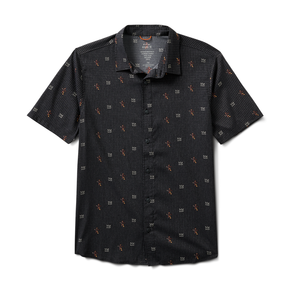 The front of Roark men's Bless Up Basquiat Breathable Stretch Shirt - Black Big Image - 1