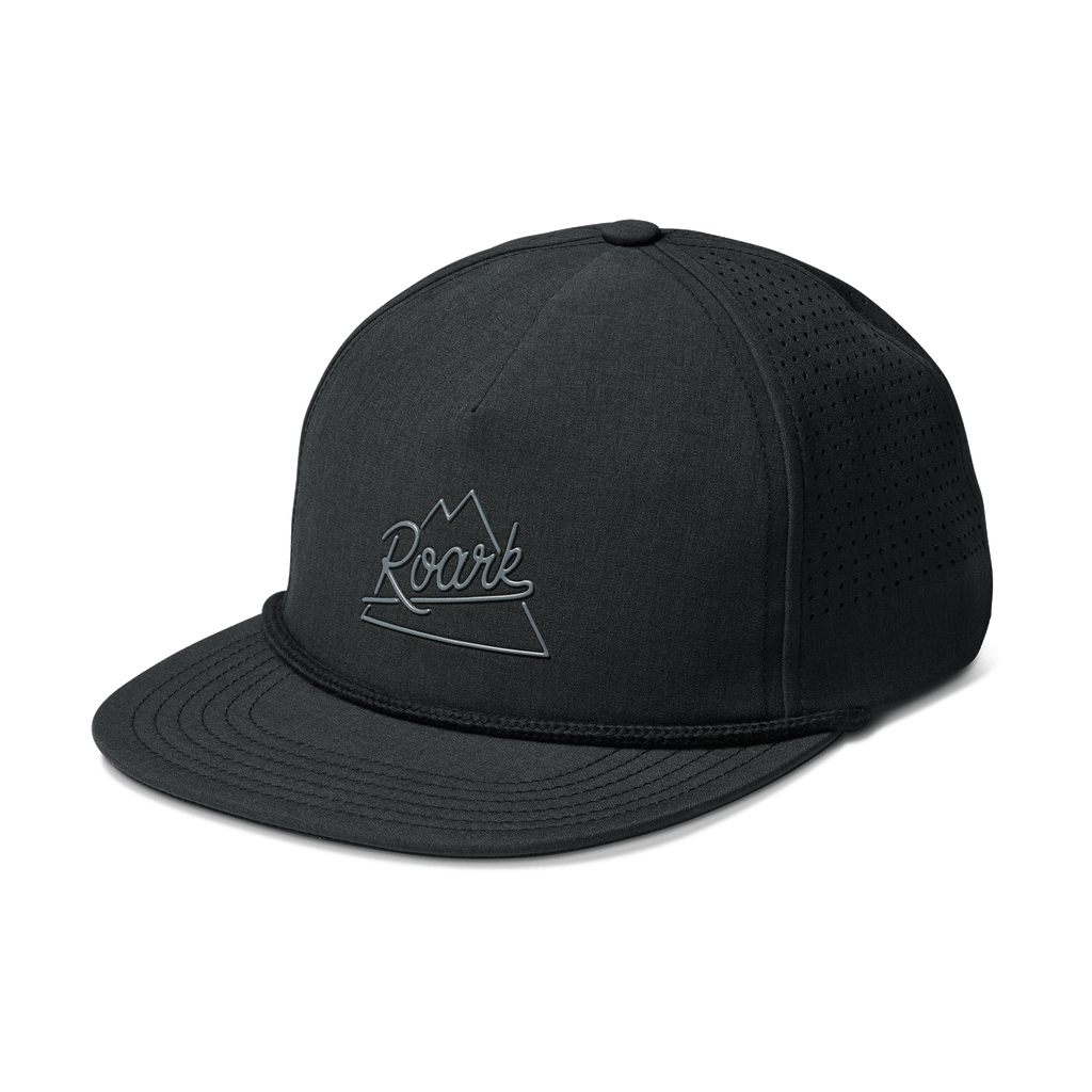 The front, angled view of Roark men's Explorer Hybrid Strapback Hat - Black Big Image - 6